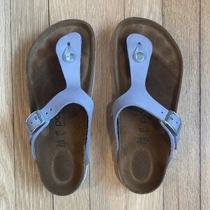 Birkenstock Gizeh Platform Nubuck Leather Sandals.